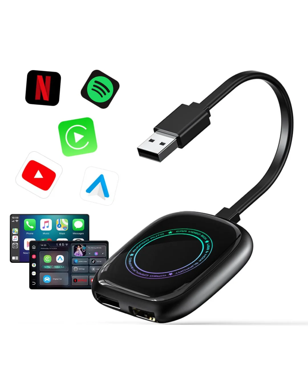 Carplay Adapter Android Auto HDMI Transfer Car-Machine Interconnection Video Box