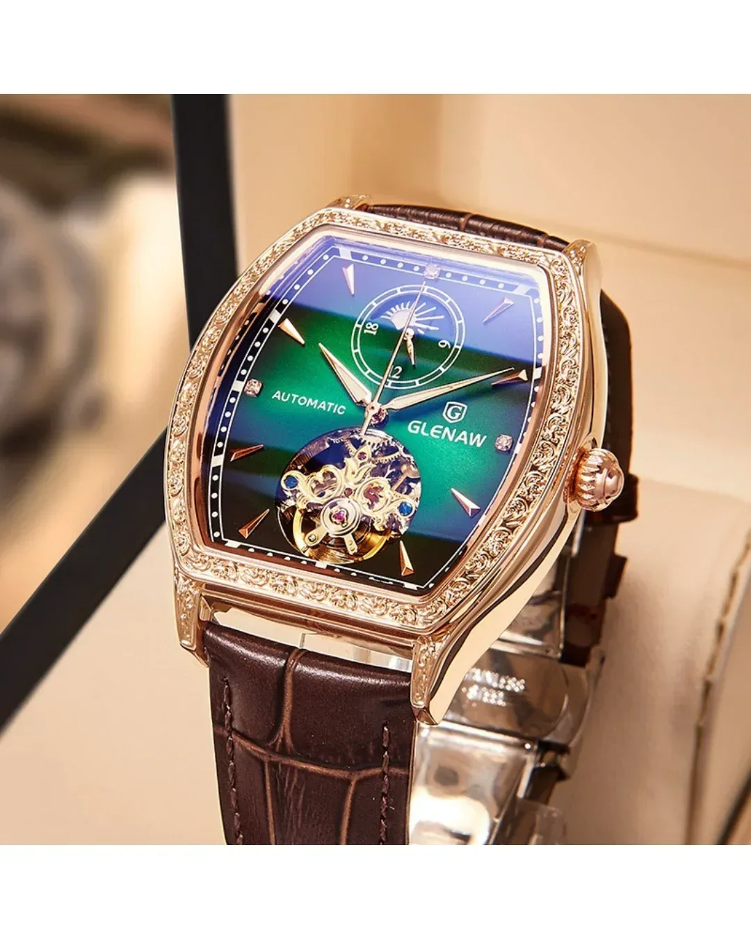 Glen 8168 Mechanical Moon Phase Men's Watch