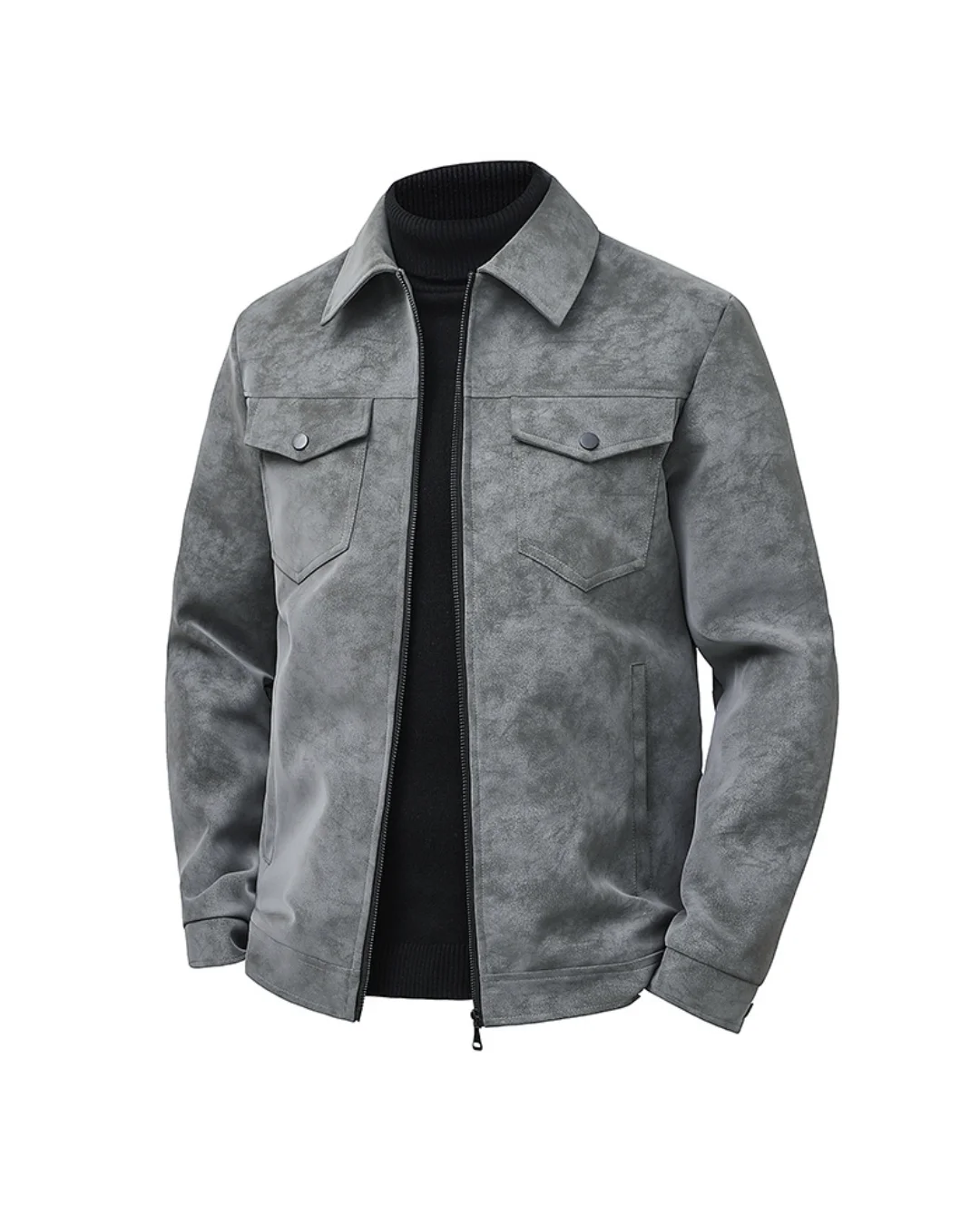 Men’s Retro PU Leather Lapel Jacket – Casual Loose-Fit American Style