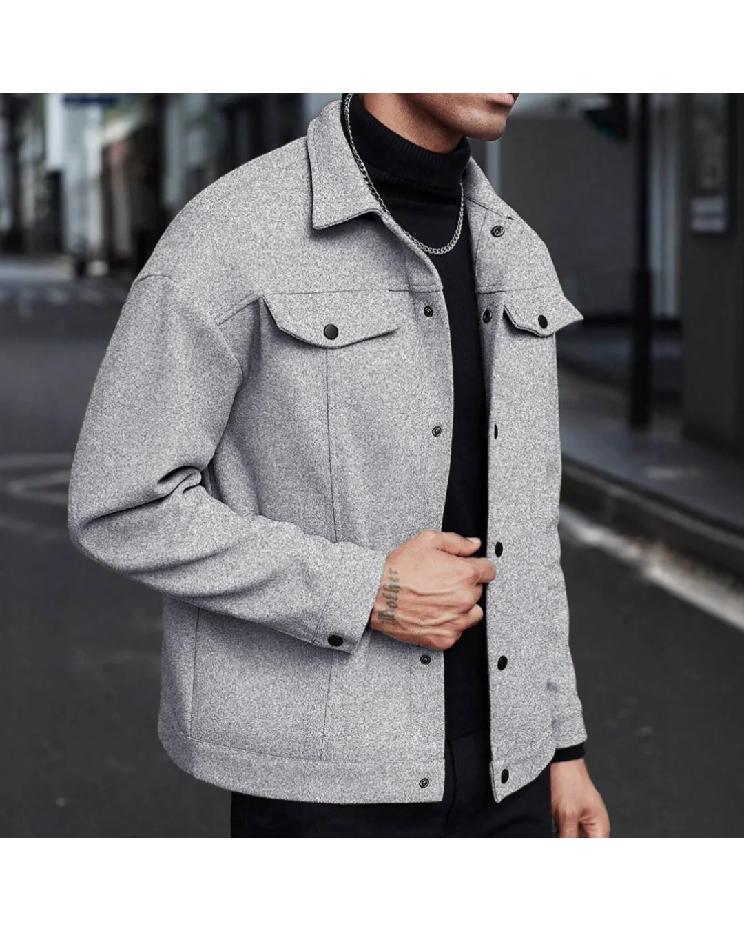 Men’s Retro PU Leather Lapel Jacket – Casual Loose-Fit American Style