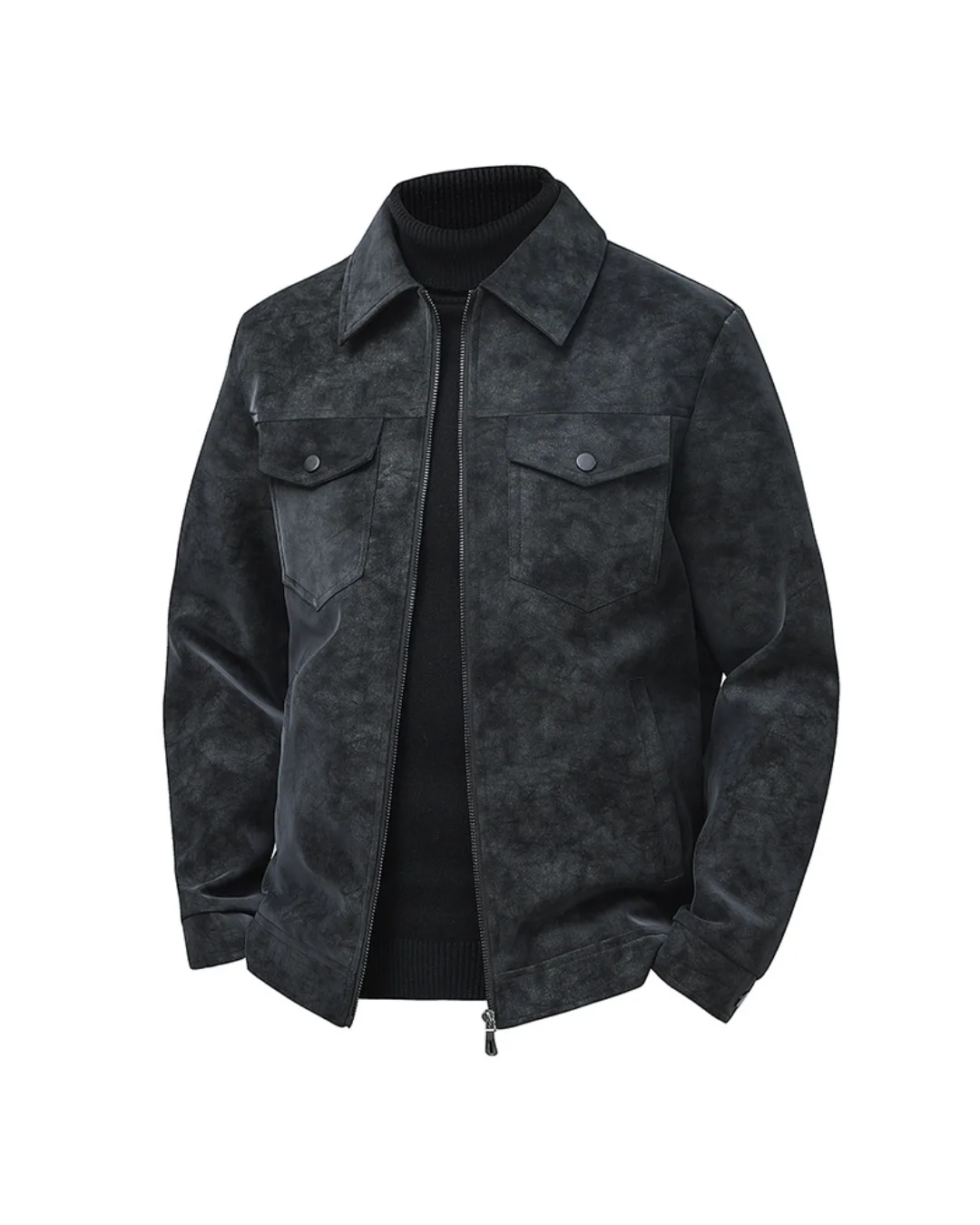 Men’s Retro PU Leather Lapel Jacket – Casual Loose-Fit American Style